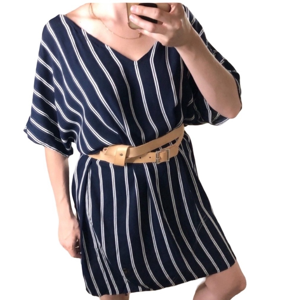 Madewell Striped Navy/Cream "Plaza" Pullover Sheath Dress